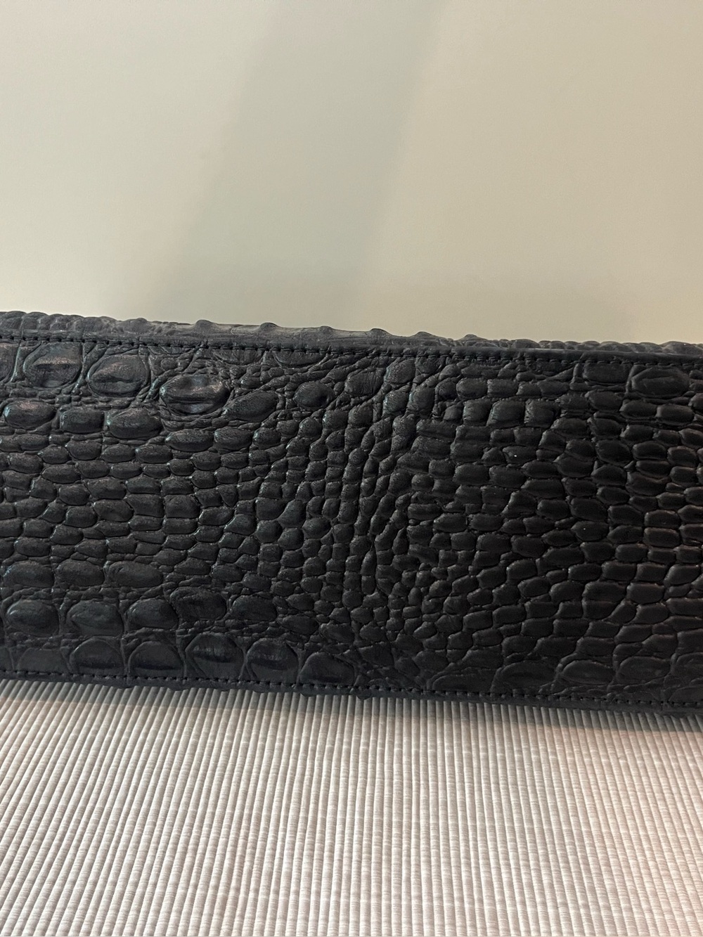 Black Croc-Texture Top Handle Shoulder Bag - Picture 11 of 16